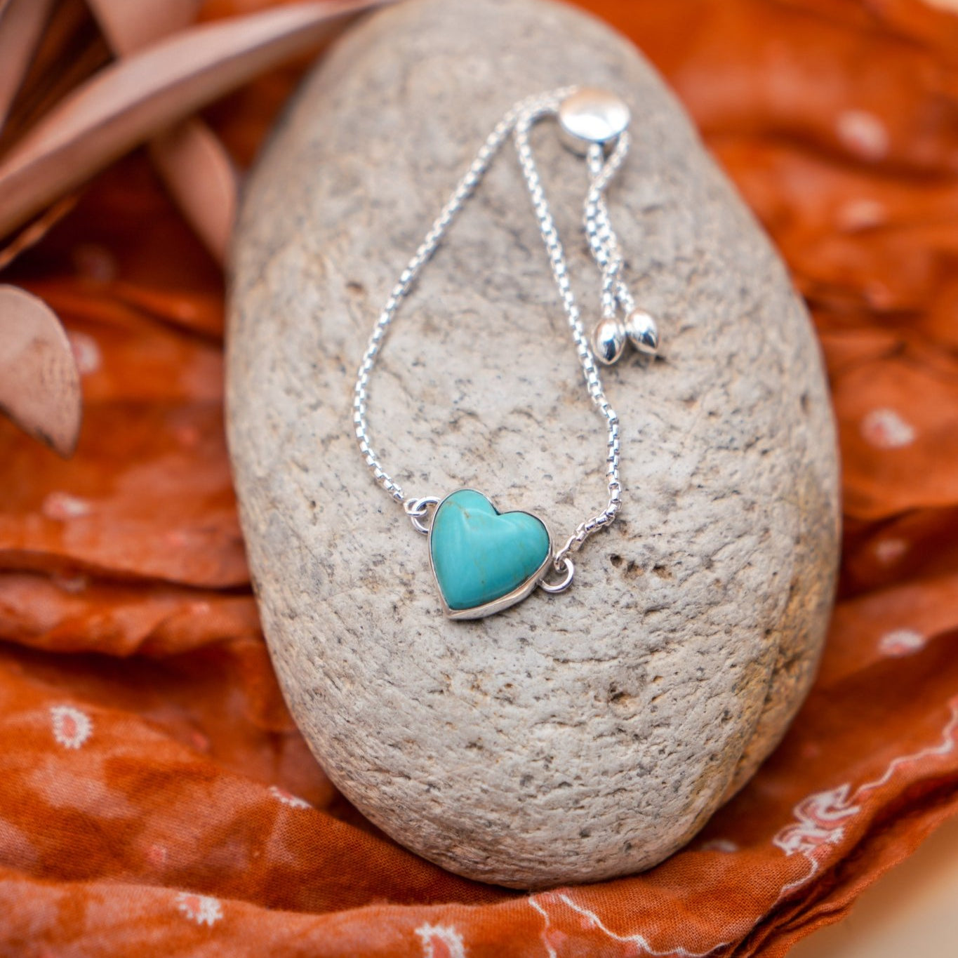 The Out West Bracelets in Chilean Turquoise Hearts - Golden Road Crafted