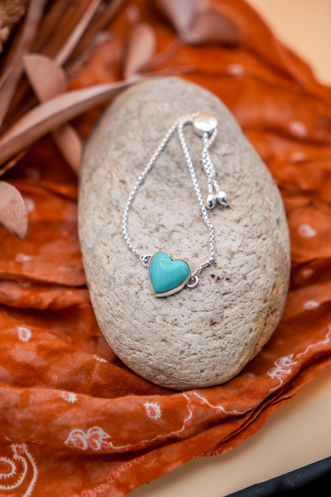 The Out West Bracelets in Chilean Turquoise Hearts - Golden Road Crafted