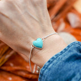 The Out West Bracelets in Chilean Turquoise Hearts - Golden Road Crafted