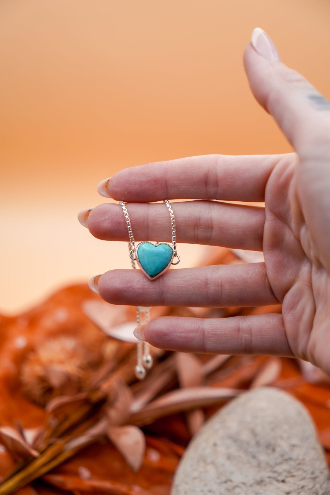 The Out West Bracelets in Chilean Turquoise Hearts - Golden Road Crafted