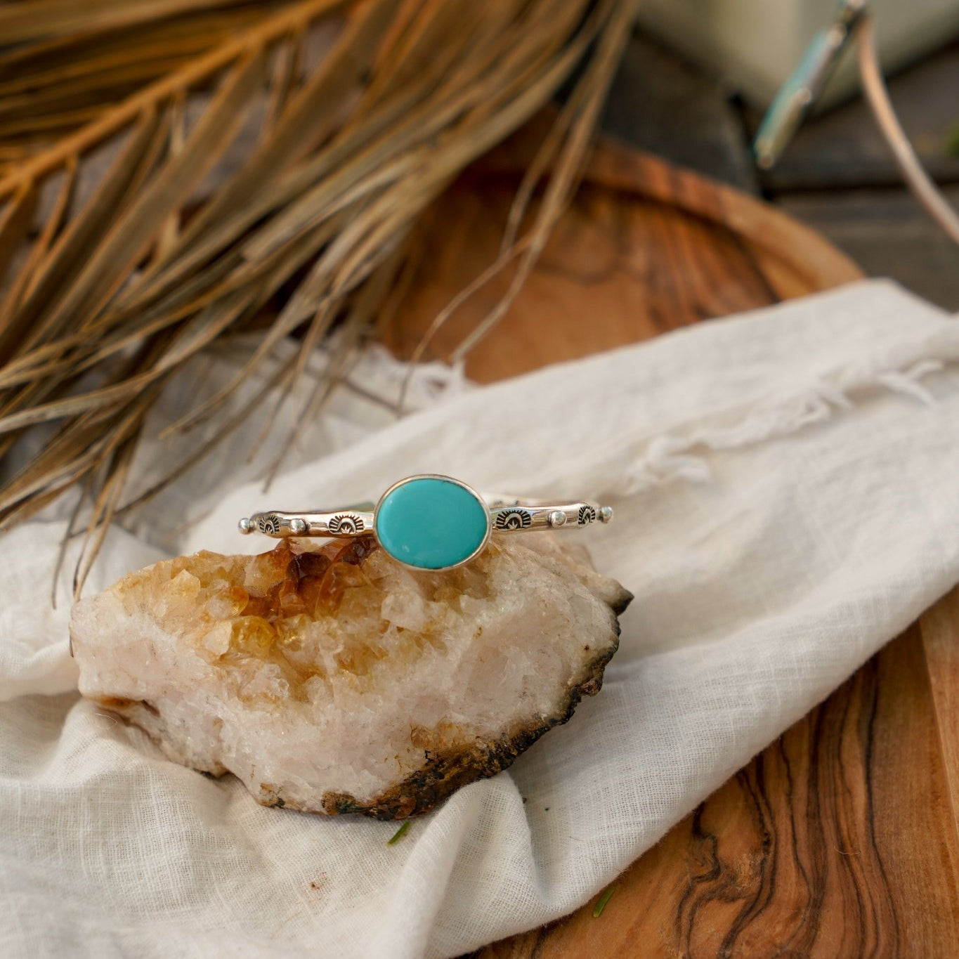 The Passenger Stacking Cuff in Campitos Turquoise - Golden Road Crafted