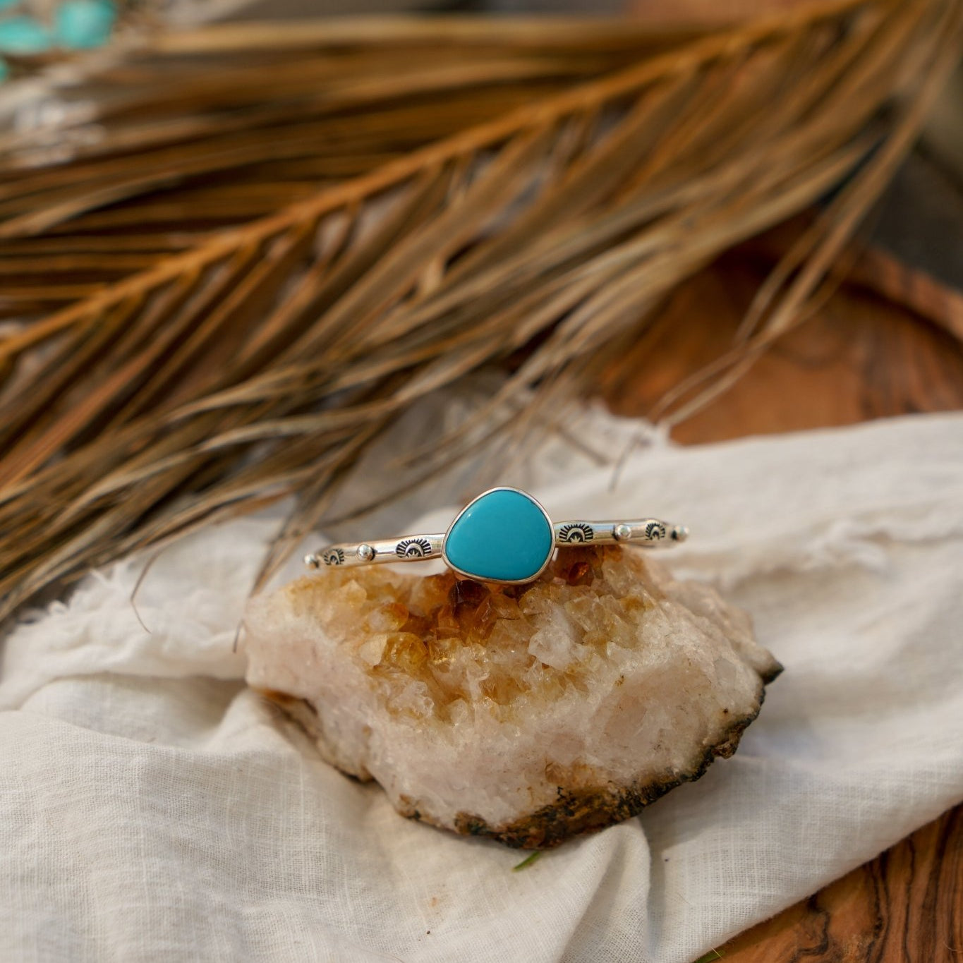 The Passenger Stacking Cuff in Campitos Turquoise - Golden Road Crafted
