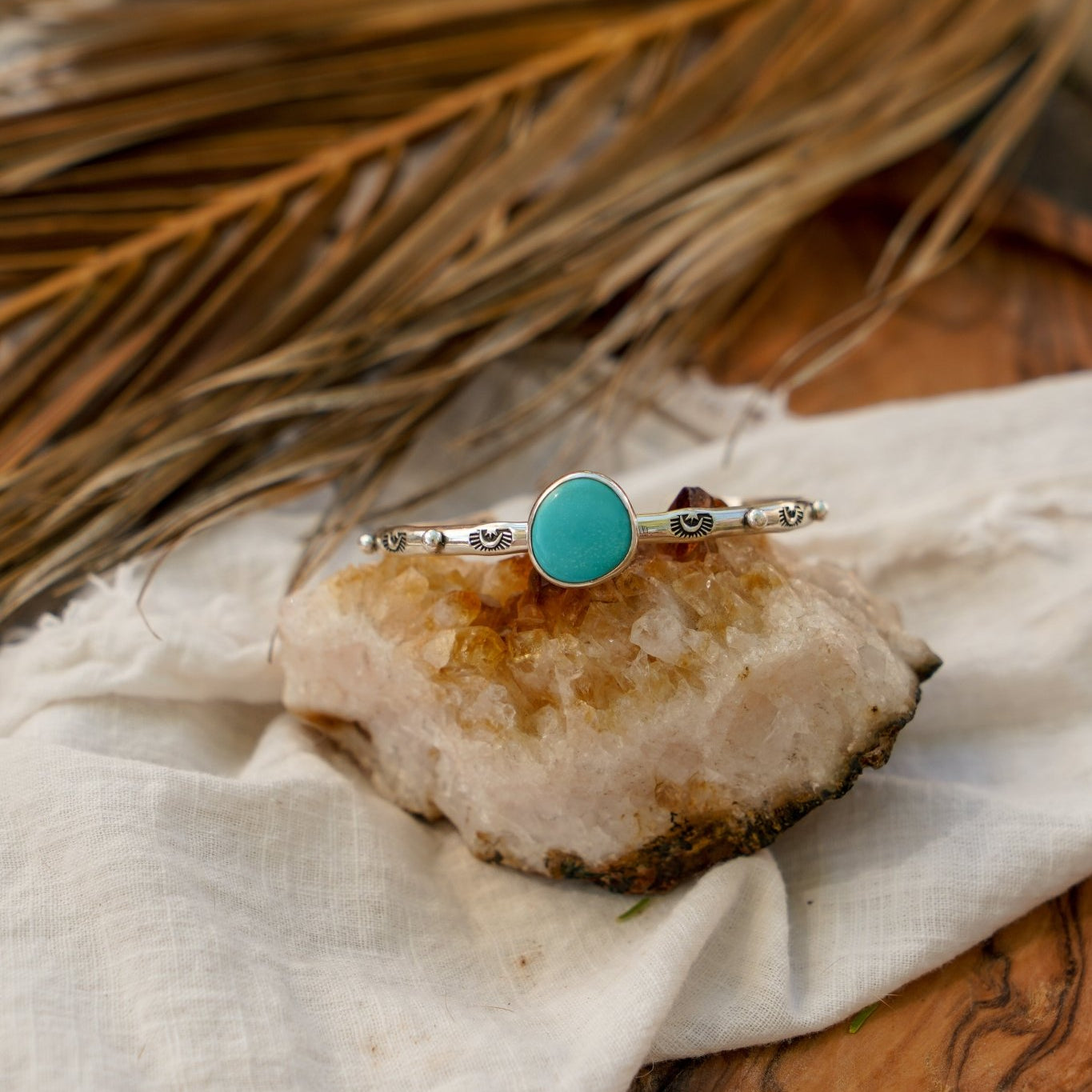 The Passenger Stacking Cuff in Campitos Turquoise - Golden Road Crafted