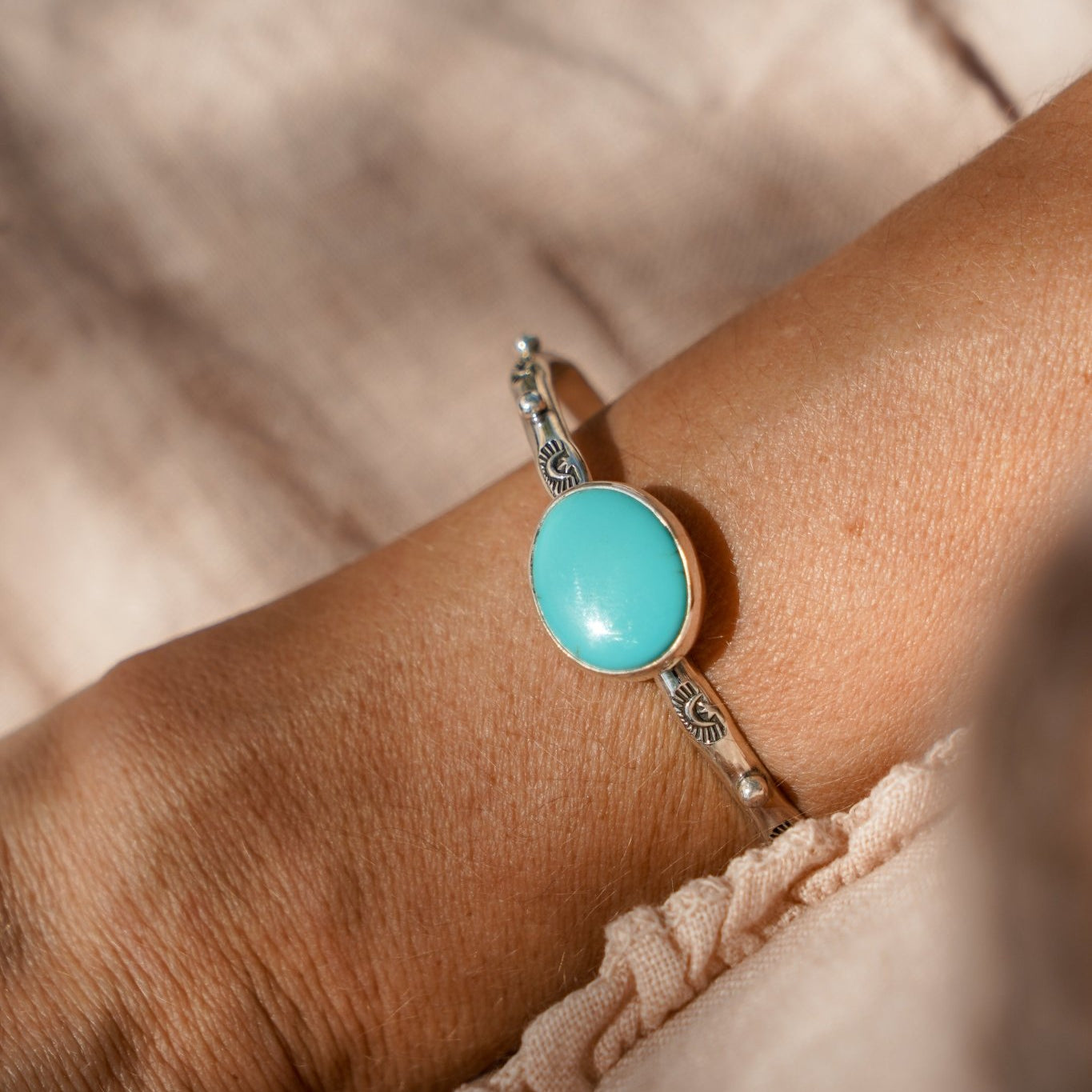 The Passenger Stacking Cuff in Campitos Turquoise - Golden Road Crafted