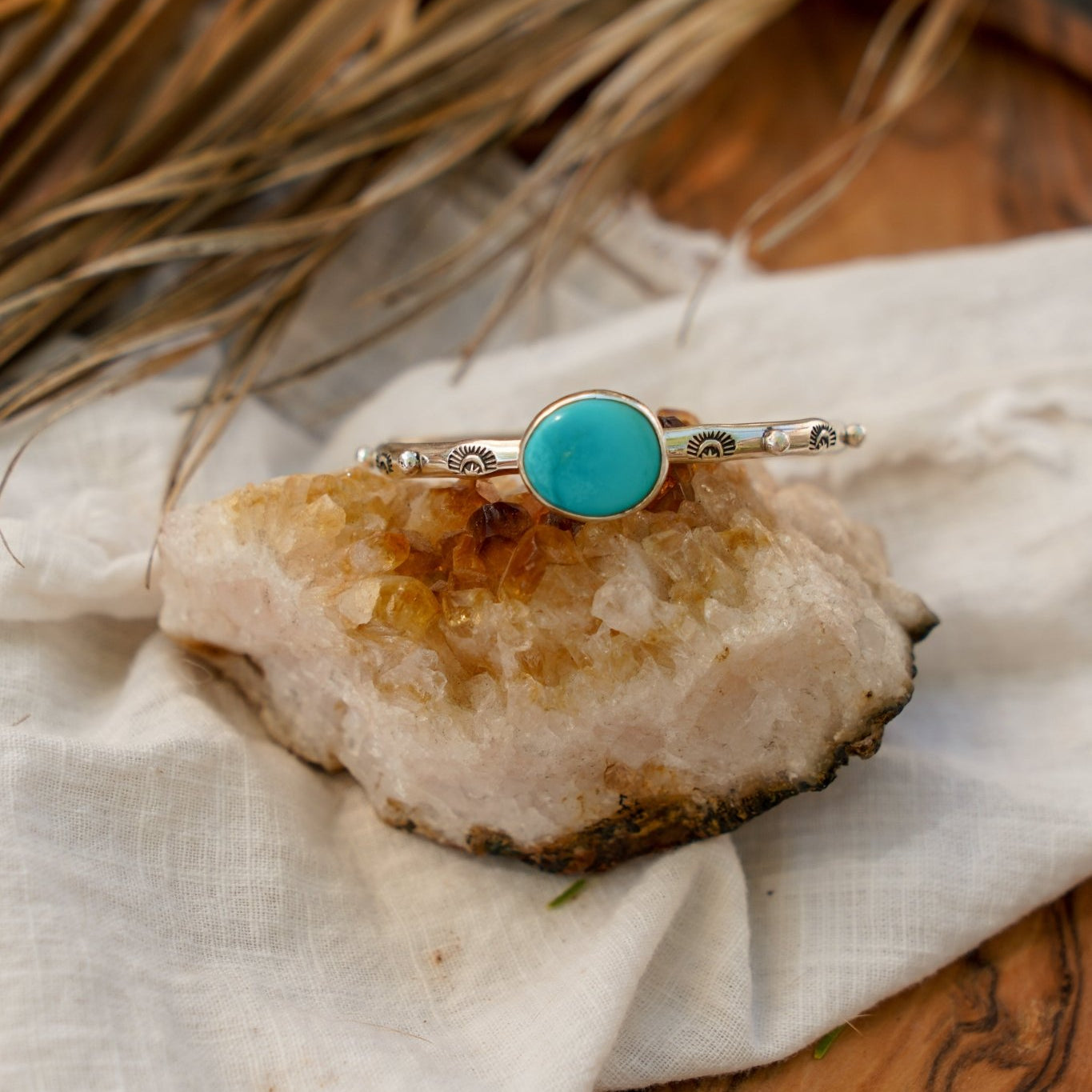 The Passenger Stacking Cuff in Campitos Turquoise - Golden Road Crafted