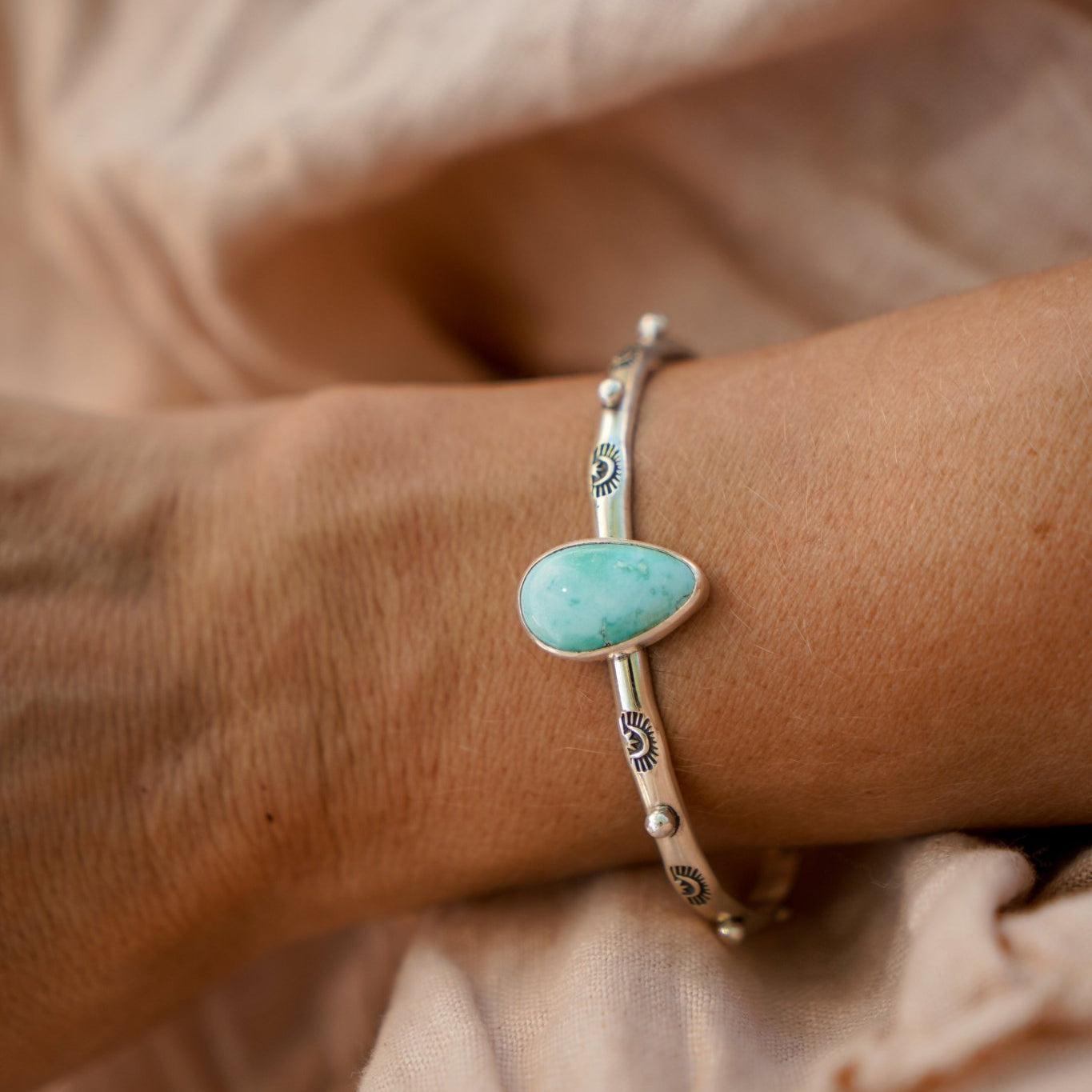 The Passenger Stacking Cuff in Golden Hills Turquiose - Golden Road Crafted