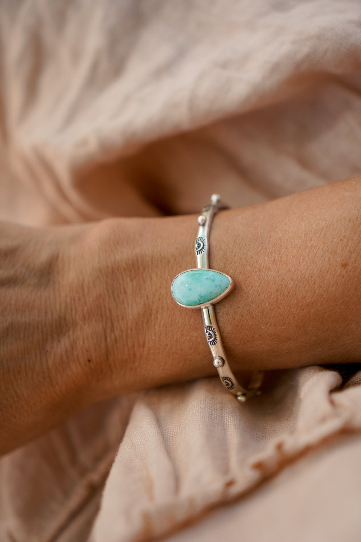 The Passenger Stacking Cuff in Golden Hills Turquiose - Golden Road Crafted