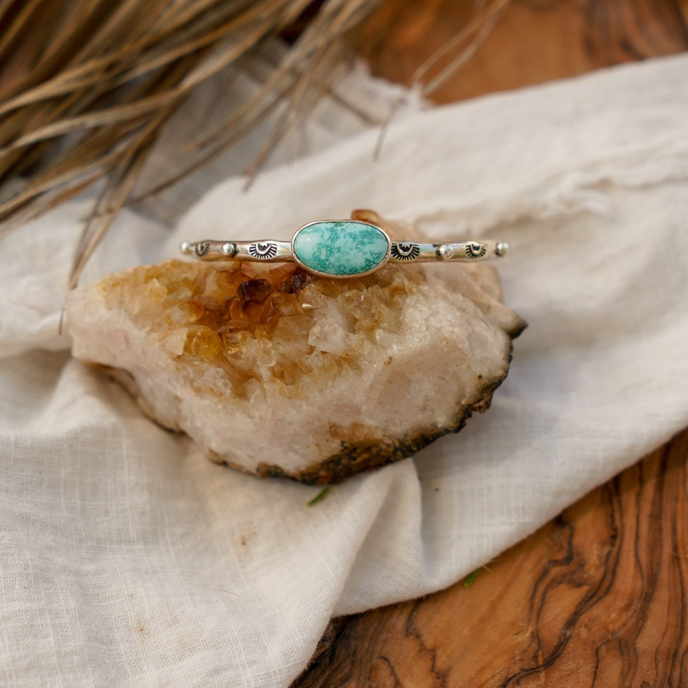 The Passenger Stacking Cuff in Golden Hills Turquoise - Golden Road Crafted