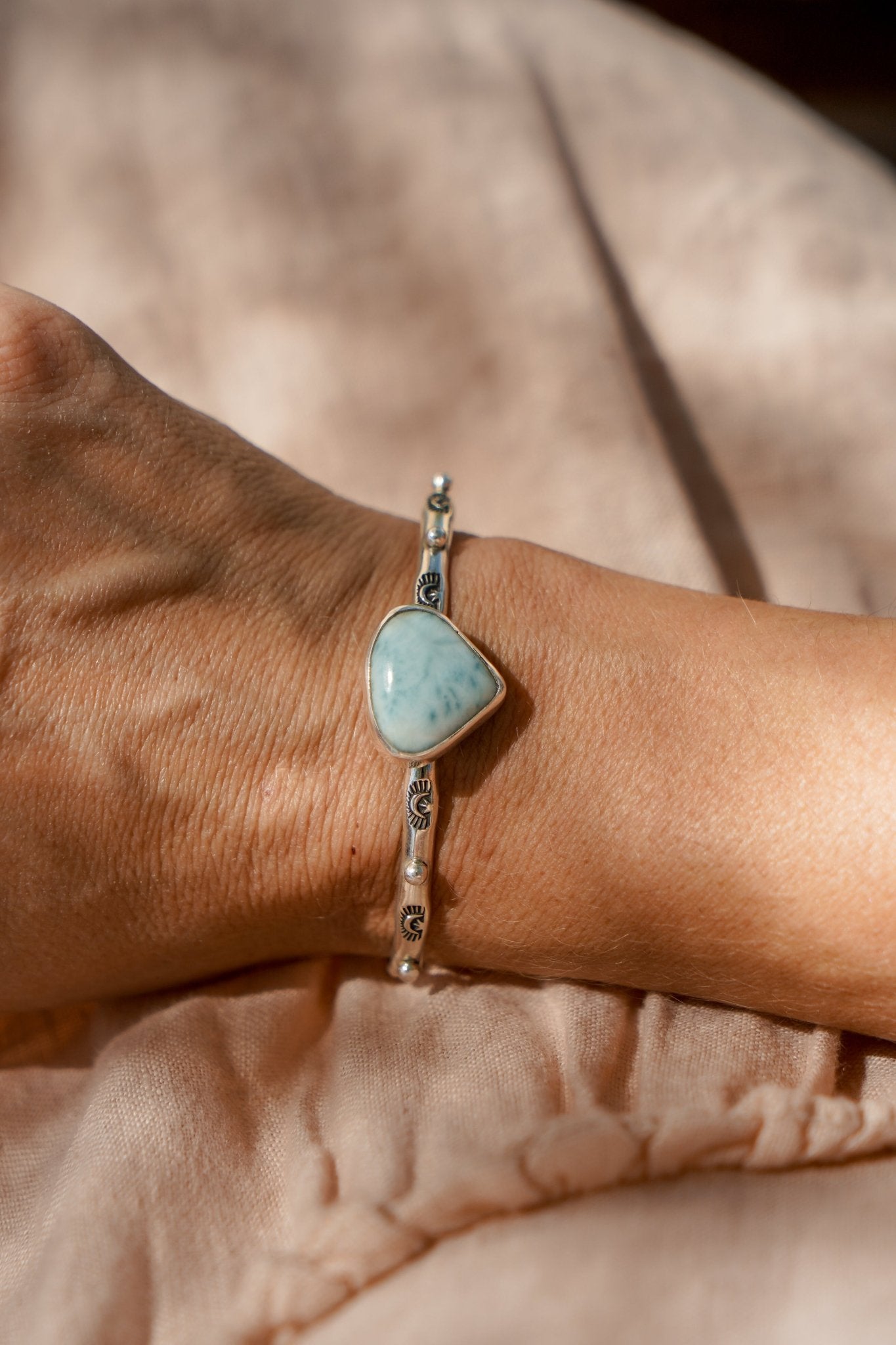 The Passenger Stacking Cuff in Larimar - Golden Road Crafted