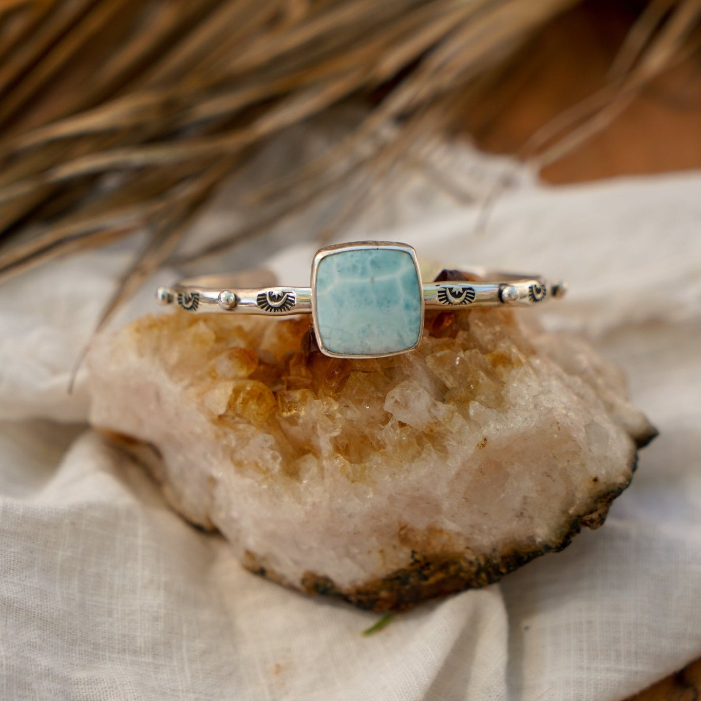 The Passenger Stacking Cuff in Larimar - Golden Road Crafted
