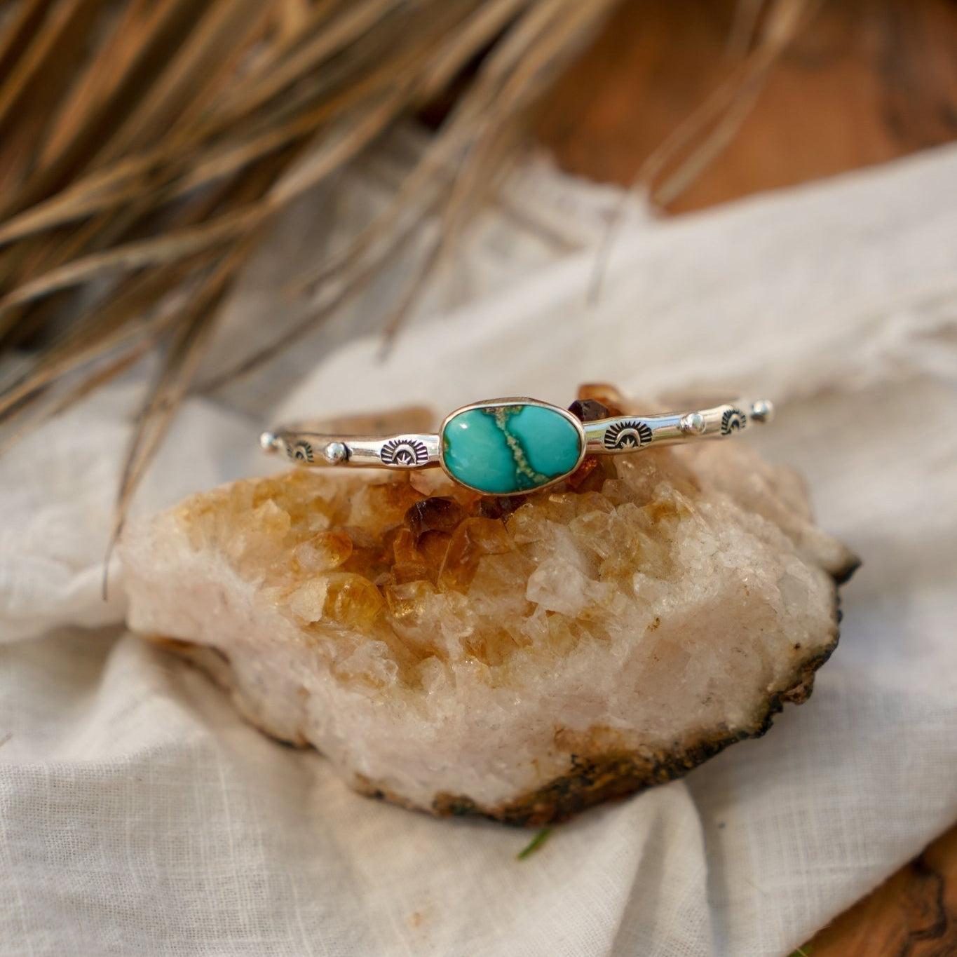 The Passenger Stacking Cuff in Sonoran Mtn Turquoise - Golden Road Crafted