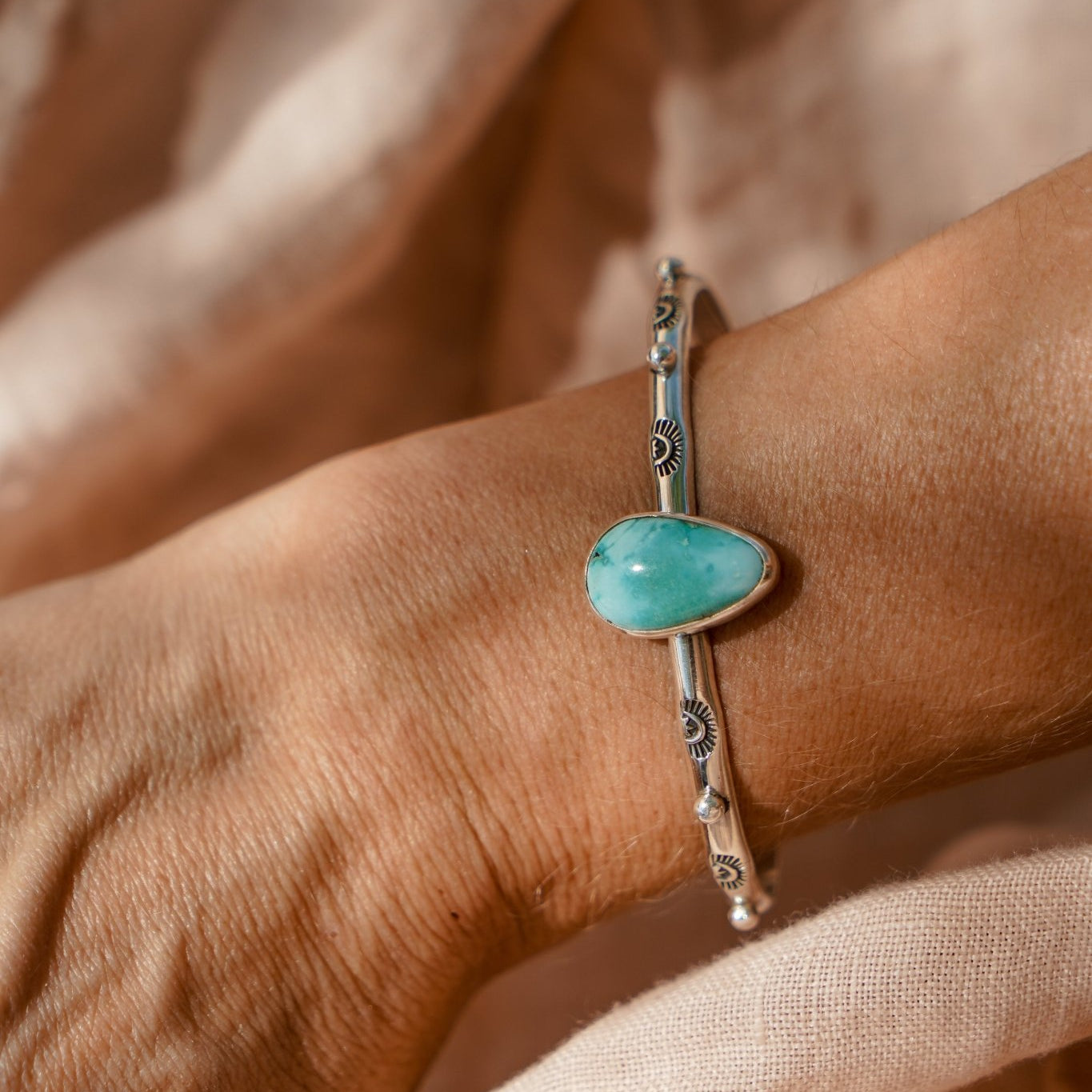 The Passenger Stacking Cuff in Whitewater Turquiose - Golden Road Crafted
