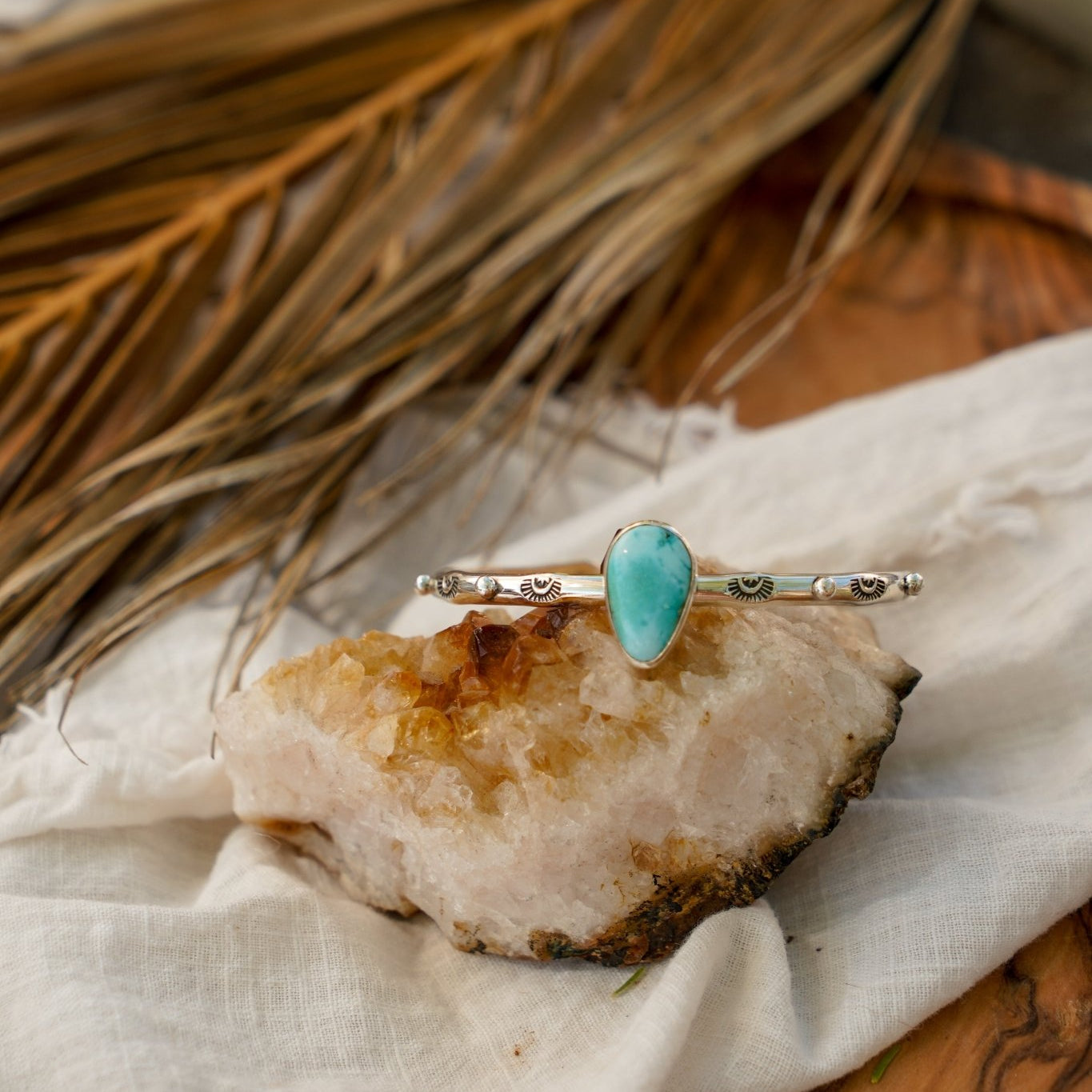 The Passenger Stacking Cuff in Whitewater Turquiose - Golden Road Crafted
