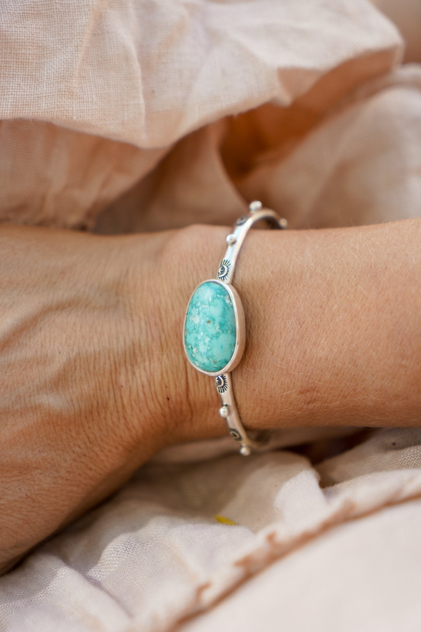 The Passenger Stacking Cuff in Whitewater Turquoise - Golden Road Crafted