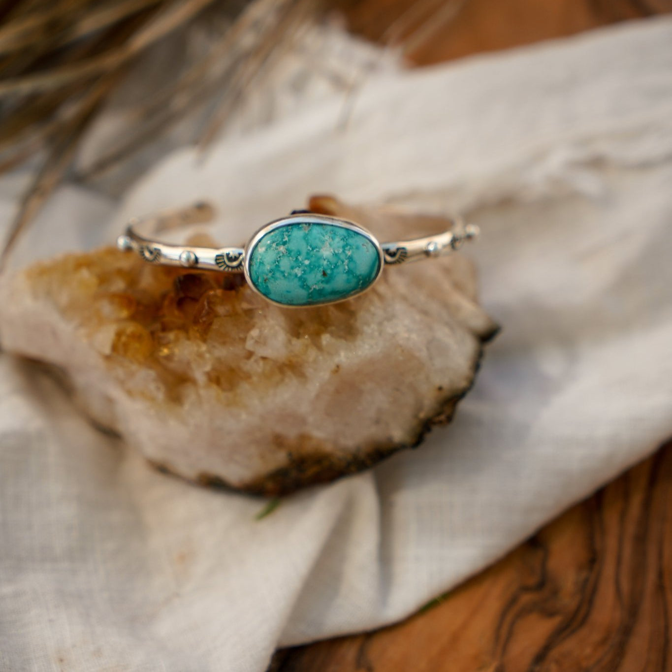 The Passenger Stacking Cuff in Whitewater Turquoise - Golden Road Crafted