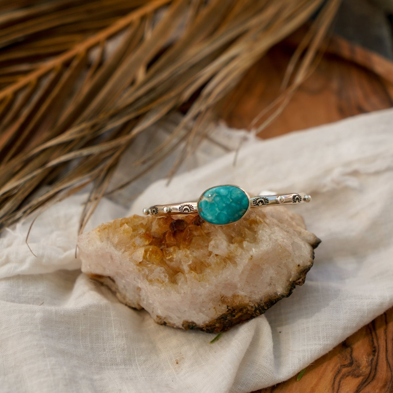 The Passenger Stacking Cuff in Whitewater Turquoise - Golden Road Crafted