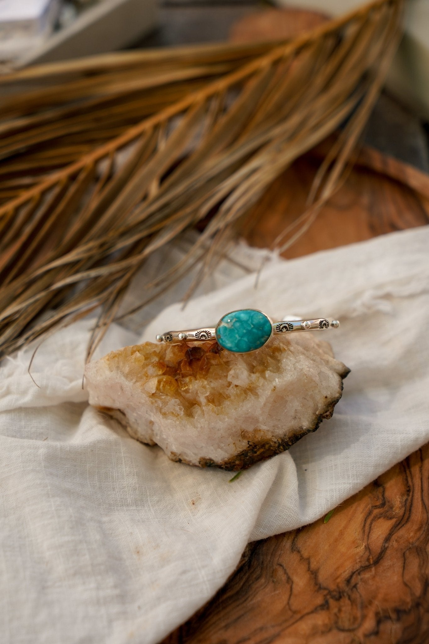 The Passenger Stacking Cuff in Whitewater Turquoise - Golden Road Crafted