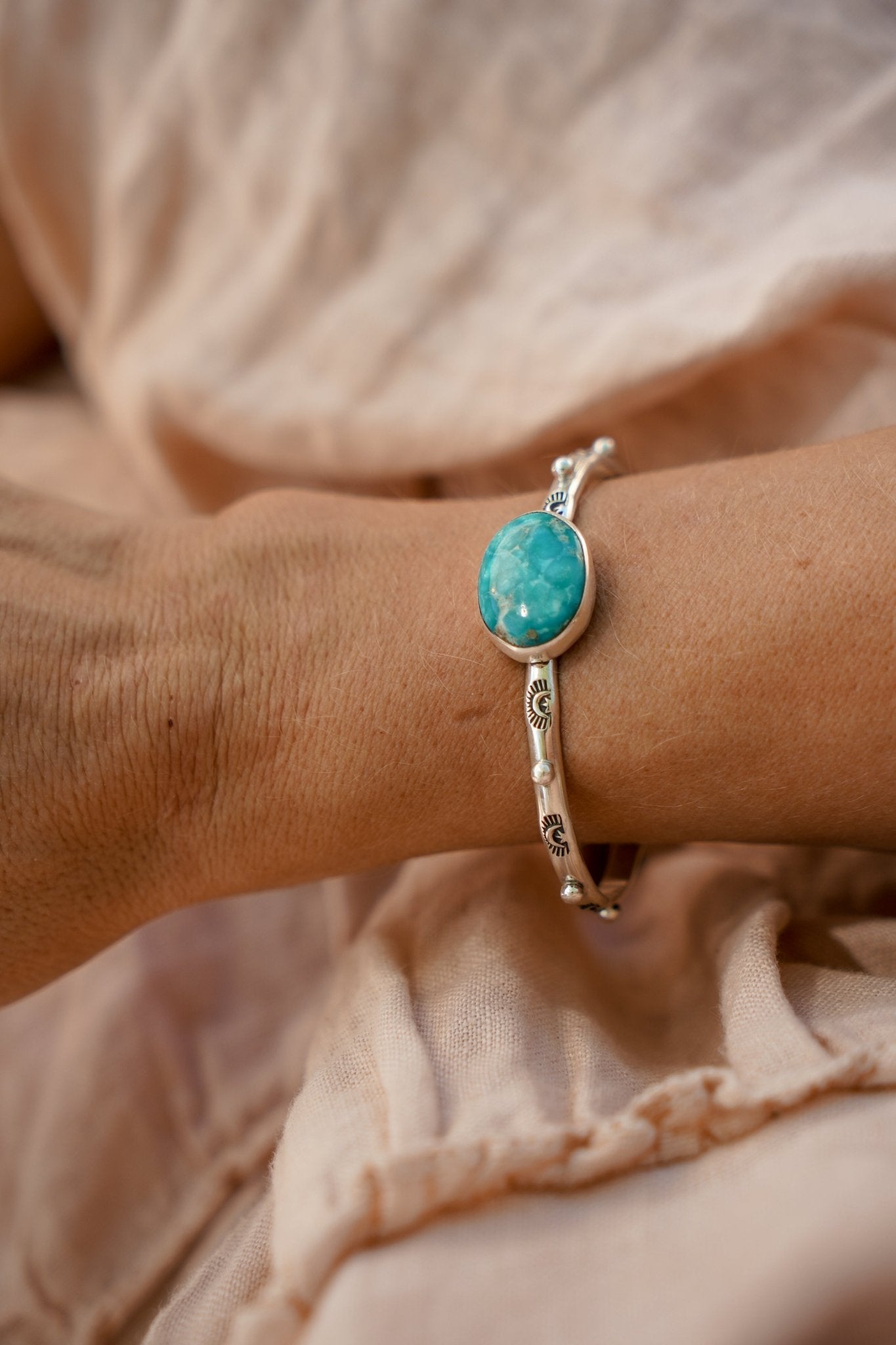 The Passenger Stacking Cuff in Whitewater Turquoise - Golden Road Crafted
