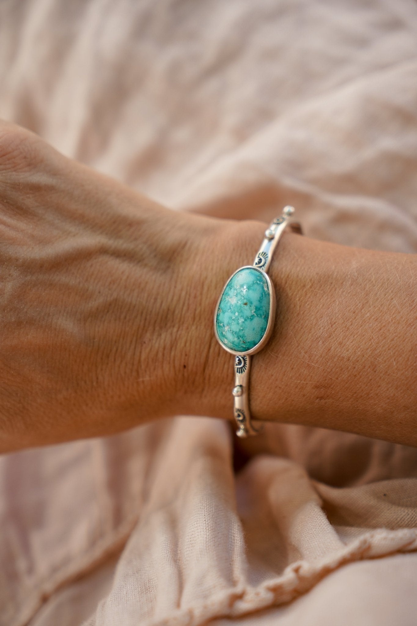 The Passenger Stacking Cuff in Whitewater Turquoise - Golden Road Crafted