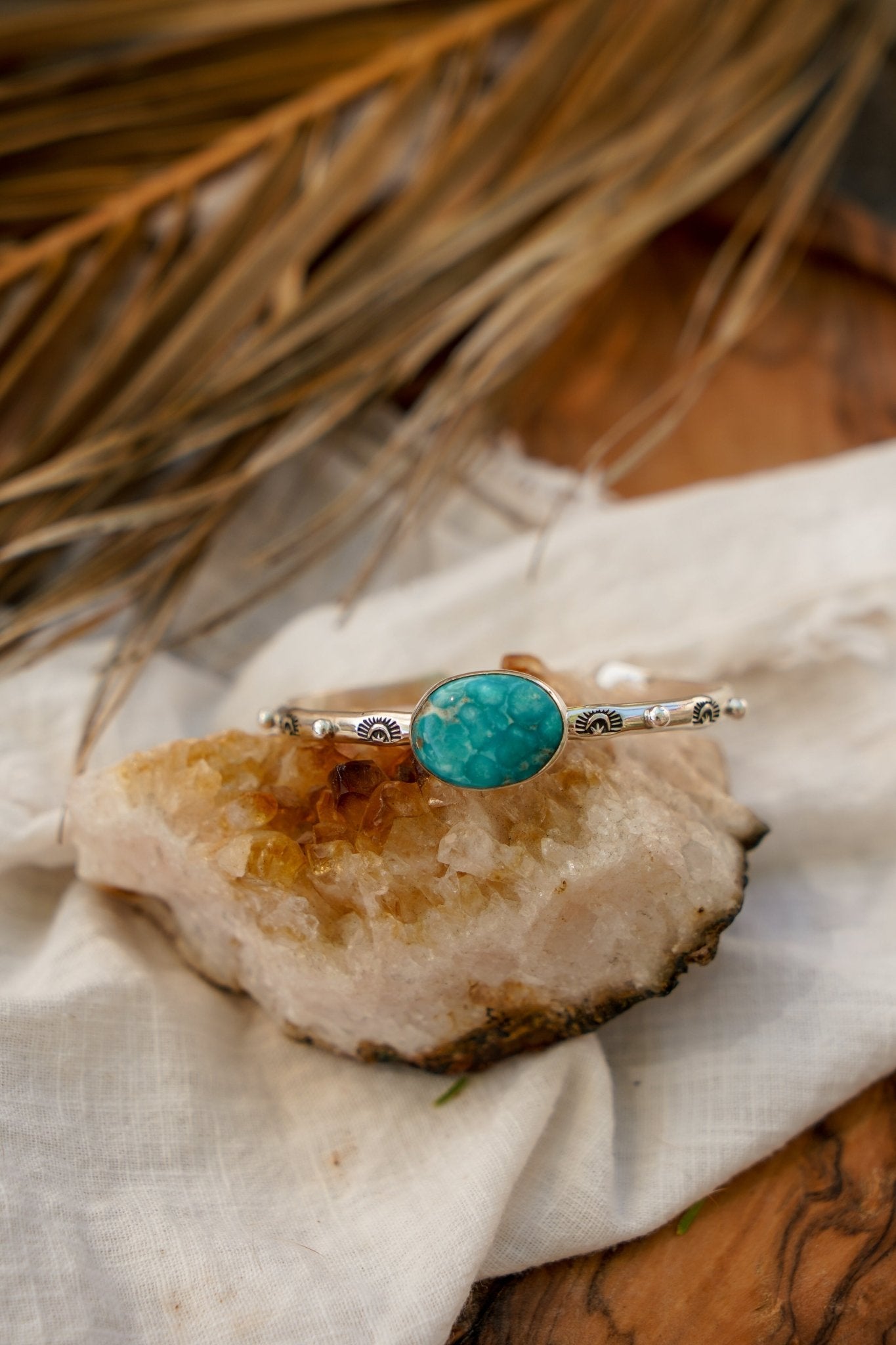 The Passenger Stacking Cuff in Whitewater Turquoise - Golden Road Crafted
