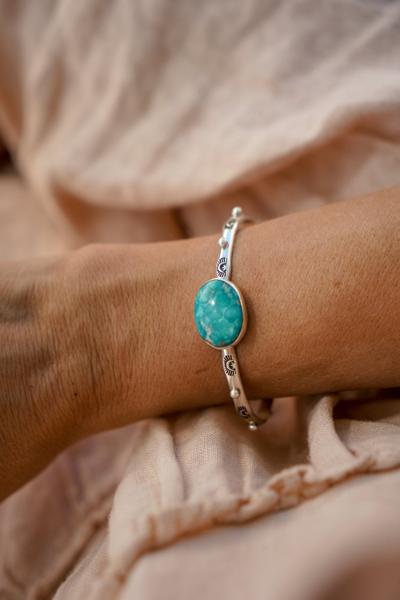 The Passenger Stacking Cuff in Whitewater Turquoise - Golden Road Crafted