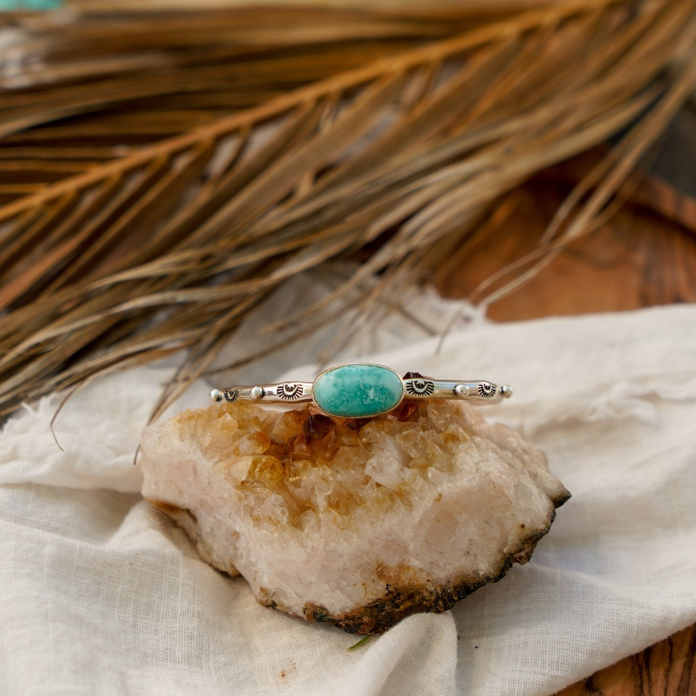 The Passenger Stacking Cuff in Whitewater Turquoise - Golden Road Crafted