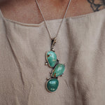 The Prickly Pear Pendant in Royston Turquoise - Golden Road Crafted