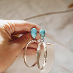 The Rain Drop Hoops in Golden Hills Turquoise - Golden Road Crafted