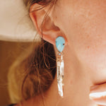 The Rain Drop Hoops in Golden Hills Turquoise - Golden Road Crafted