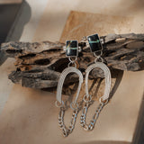 The Rainbow Relic Earrings in Blackjack Turquoise - Golden Road Crafted