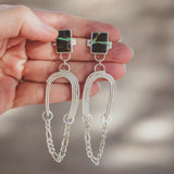 The Rainbow Relic Earrings in Blackjack Turquoise - Golden Road Crafted