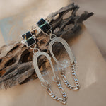 The Rainbow Relic Earrings in Blackjack Turquoise - Golden Road Crafted