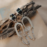 The Rainbow Relic Earrings in Blackjack Turquoise - Golden Road Crafted