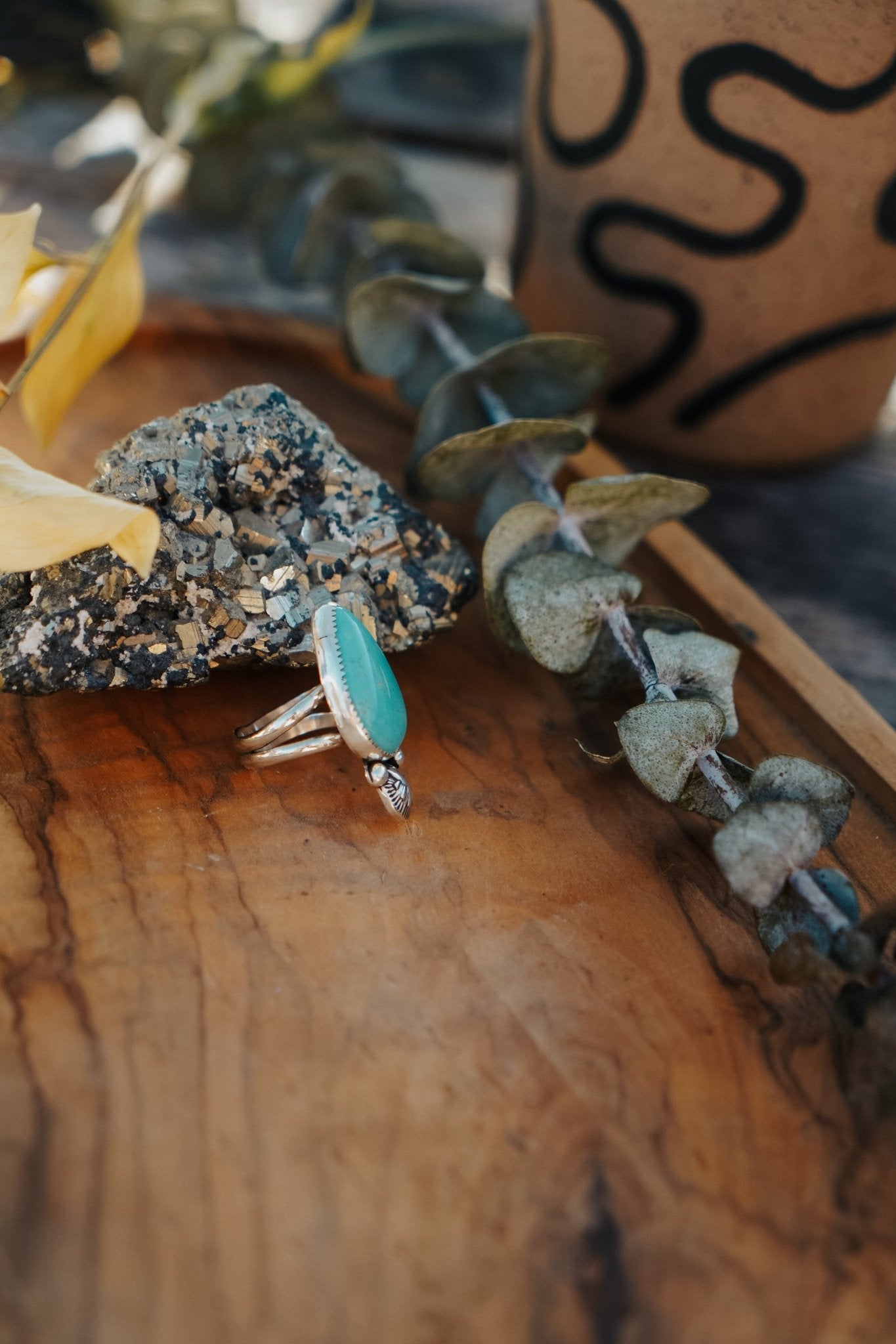 The Raindrop Ring in Carico Lake Turquoise (Size 6.5) - Golden Road Crafted