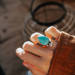 The Raindrop Ring in Carico Lake Turquoise (Size 6.5) - Golden Road Crafted
