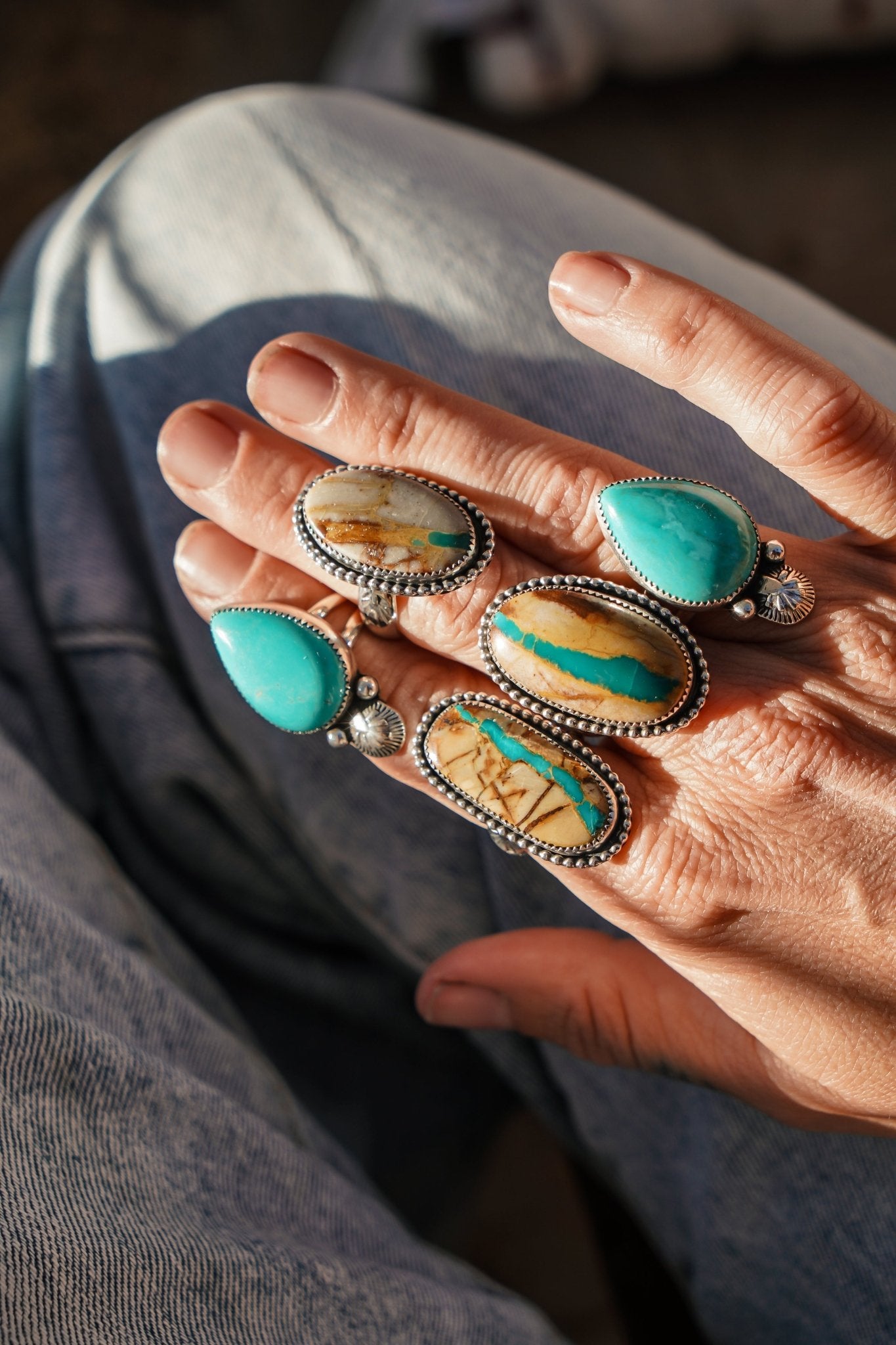 The Raindrop Ring in Carico Lake Turquoise (Size 6.5) - Golden Road Crafted