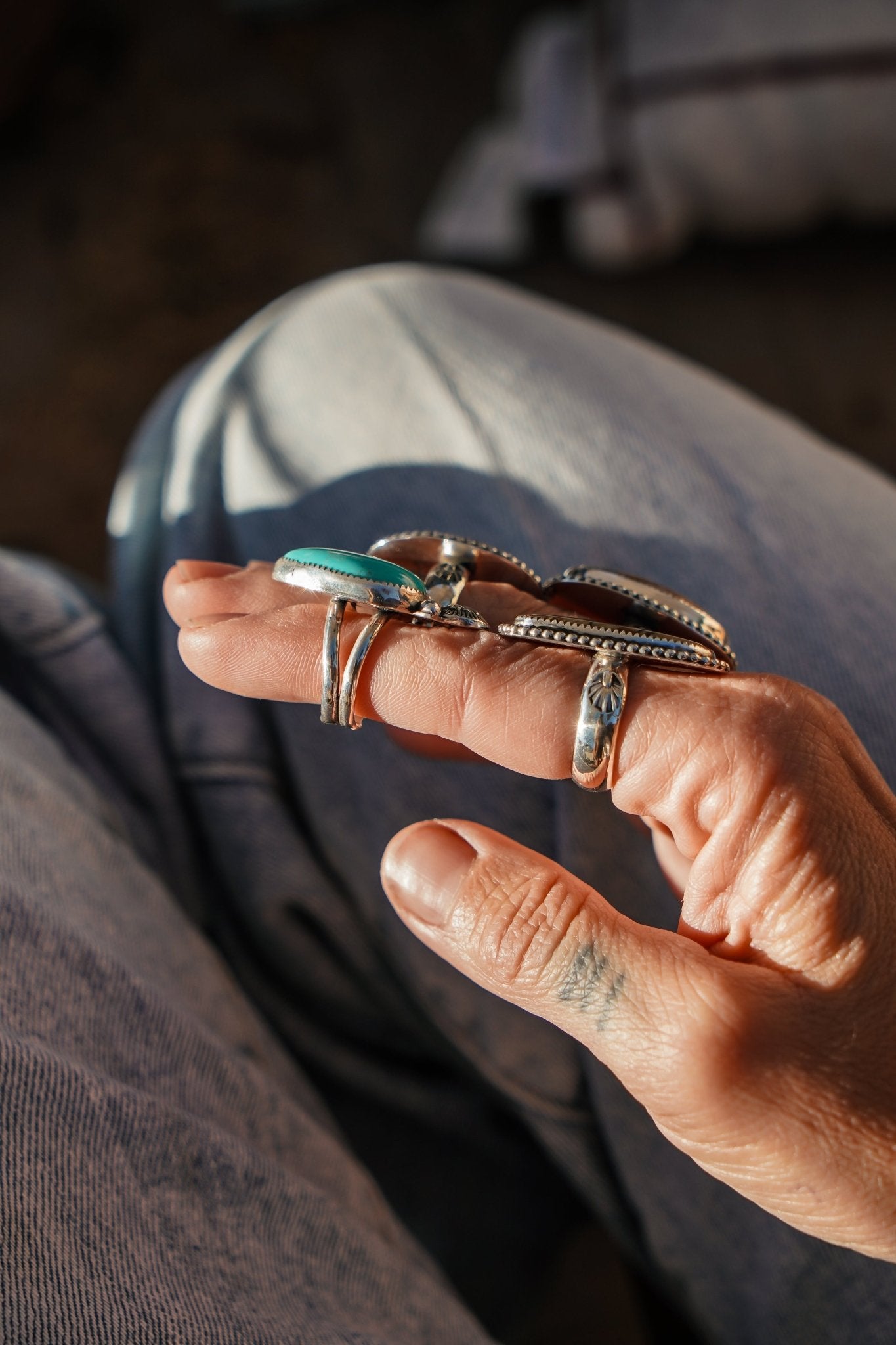 The Raindrop Ring in Carico Lake Turquoise (Size 6.5) - Golden Road Crafted