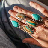 The Raindrop Ring in Carico Lake Turquoise (Size 7) - Golden Road Crafted