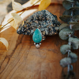 The Raindrop Ring in Carico Lake Turquoise (Size 7) - Golden Road Crafted