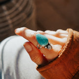 The Raindrop Ring in Carico Lake Turquoise (Size 7) - Golden Road Crafted