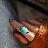 The Raindrop Ring in Carico Lake Turquoise (Size 7) - Golden Road Crafted