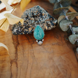 The Raindrop Ring in Carico Lake Turquoise (Size 7) - Golden Road Crafted