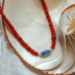 The Red Earth Choker in Red Coral + Hand - painted Bead - Golden Road Crafted