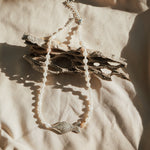 The Silver Current Necklace with Peach Moonstone - Golden Road Crafted