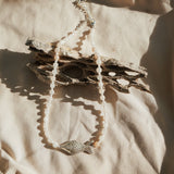 The Silver Current Necklace with Peach Moonstone - Golden Road Crafted