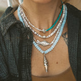 The Silver Current Necklace with Peach Moonstone - Golden Road Crafted