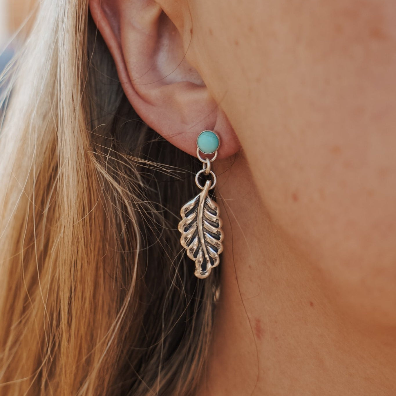 The Sky Dance Earrings in Campitos Turquoise - Golden Road Crafted