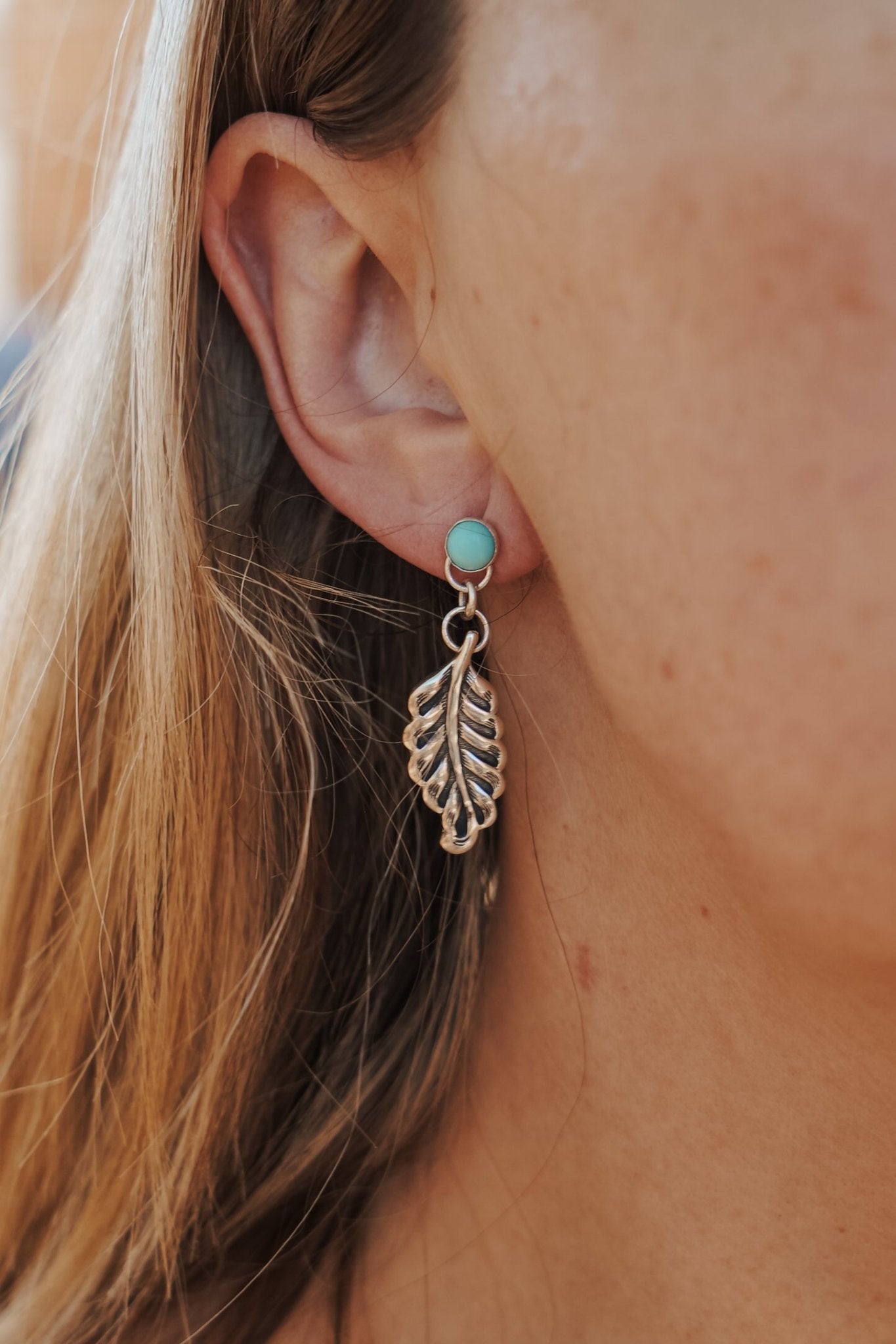 The Sky Dance Earrings in Campitos Turquoise - Golden Road Crafted