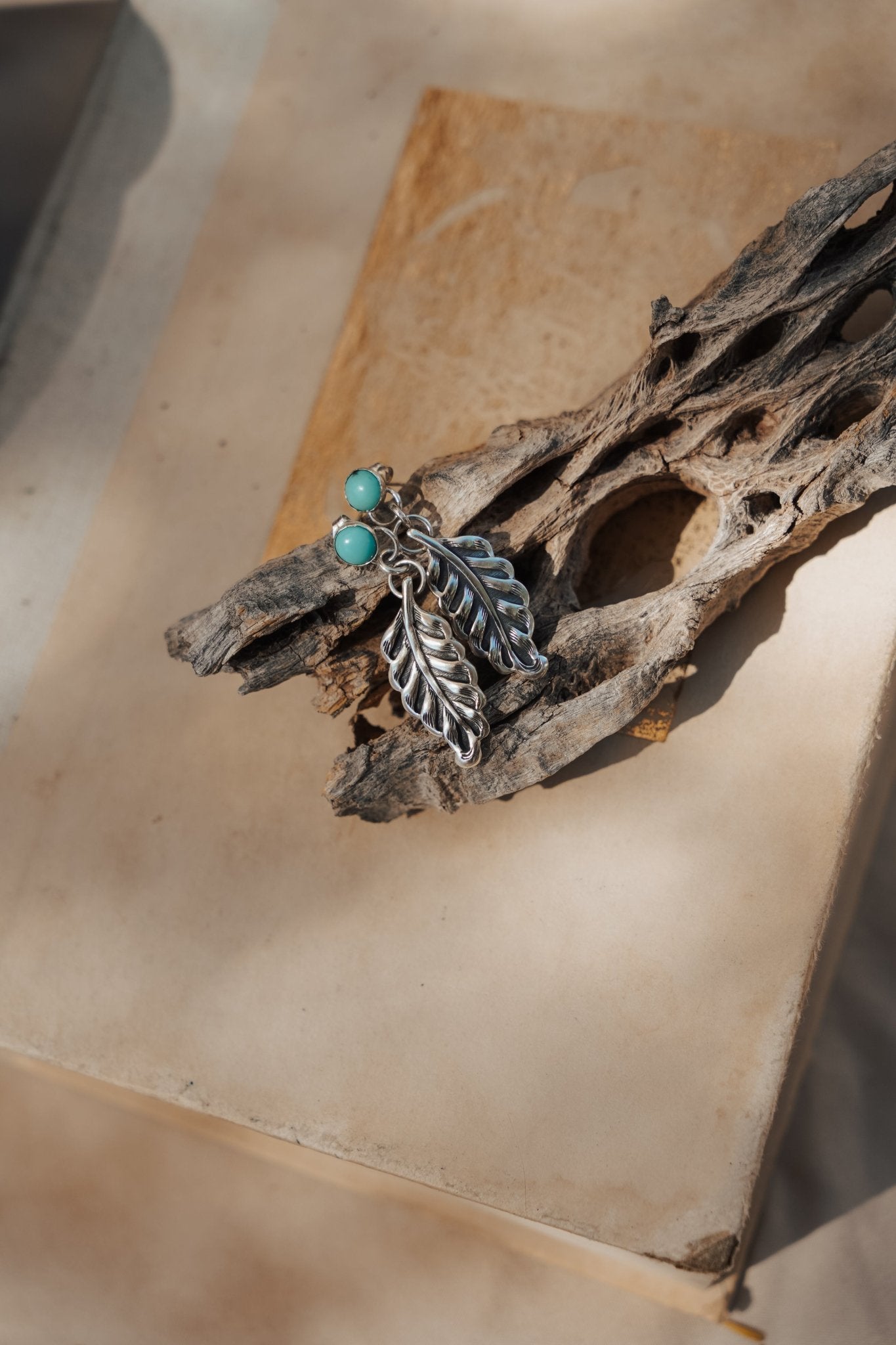 The Sky Dance Earrings in Campitos Turquoise - Golden Road Crafted