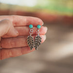 The Sky Dance Earrings in Campitos Turquoise - Golden Road Crafted